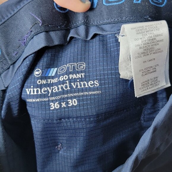 Vineyard Vines On The Go OTG Size 36 x 27 Navy Blue Men's Straight Leg Pants - Picture 5 of 5